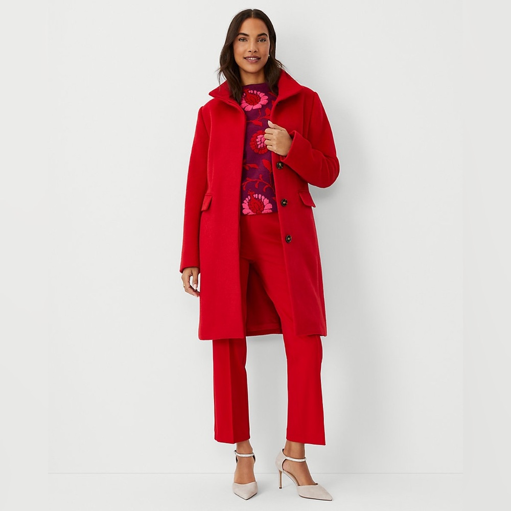 Ann Taylor Wool Blend Tailored Funnel Neck Coat 838324